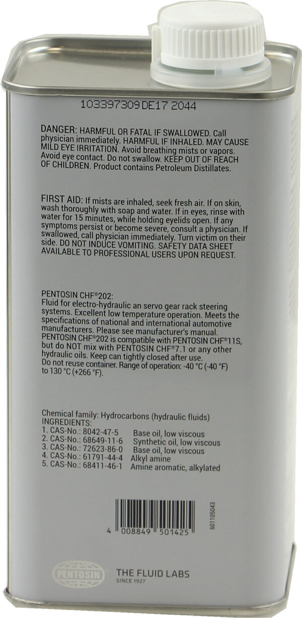 Pentosin 8403107 CHF 202 Hydraulic Fluid. Compatible with CHF 11S.